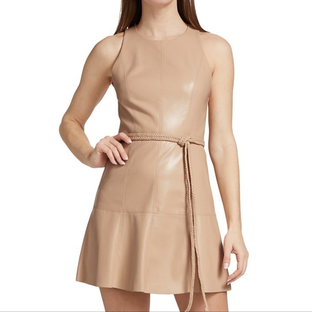 NWT Alice + Olivia Leandra Vegan Leather Minidress - Picture 1 of 7